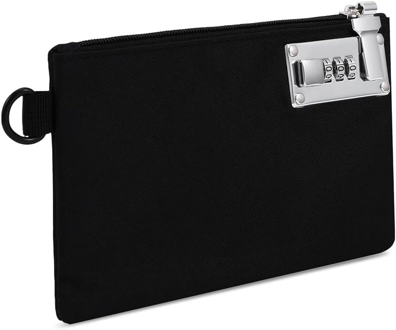 AMIR Money Bags with Zipper, 5x8 Inches, Money Pouch, Cash Bag, Coin Purse Bank Bags with Zipper for Travel, Cash, Jewelry, Passports, Credit Cards - Black - Image 1